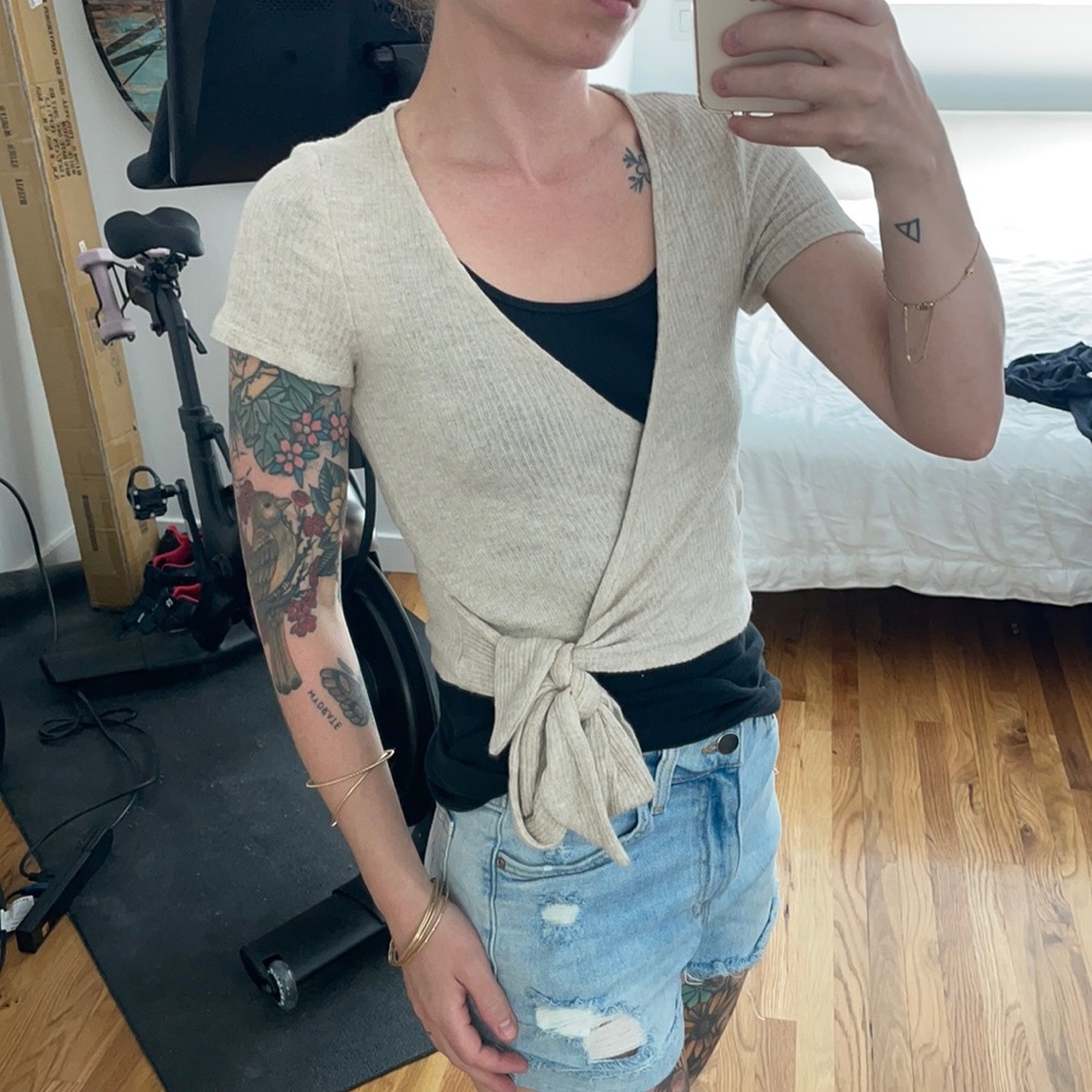 Tan mini wrap top